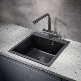 Смеситель для кухни Milacio Ultra MCU.559.GM под фильтр с краном для питьевой воды воронёная сталь