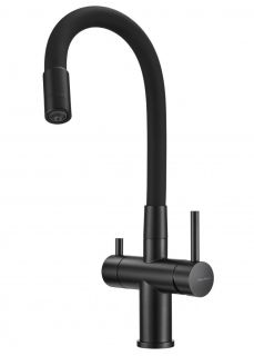 Смеситель для кухни Milacio Ultra MCU.560.TBB под фильтр с краном для питьевой воды и гибким изливом Total Black