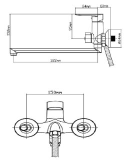Смеситель для ванны с душем BOOU B8274-18F хром