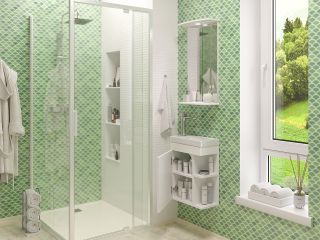 Подвесная тумба под раковину Misty Мини 40см с открытыми полками белый