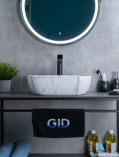 Раковина Gid Mnc333C 54469 накладная под камень глянцевая 46x32.5x13.5