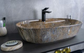 Раковина Gid Mnc346T 54471 накладная под камень глянцевая 61x41x14