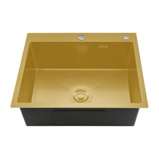 Мойка для кухни с коландером Gappo GS6050-3 золотой сатин