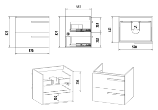 Подвесная тумба под раковину Misty Ненси 60см белый