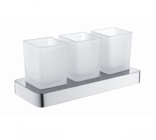 Три стакана для зубных щеток с держателем Wonzon & Woghand Lotte WW-8338 хром