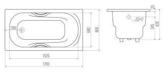 Ванна чугунная Goldman Nova NV17080 170x80см с ножками