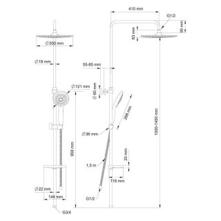 Душевая стойка Swedbe Hermes 9090 с термостатическим смесителем для ванны хром