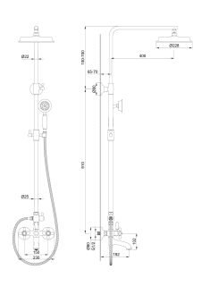 Душевая стойка Wonzon & Woghand Retro WW-88739020-BG брашированное золото