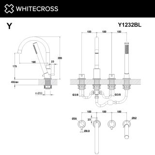 Смеситель на борт ванны WHITECROSS Y Y1232GL золото