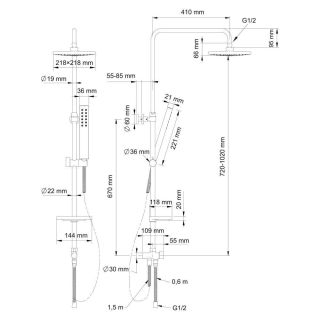 Душевая стойка Swedbe Calypso 5067 без смесителя хром
