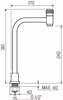 Смеситель для кухни РМС SUS124-270-1 для одной воды нержавеющая сталь