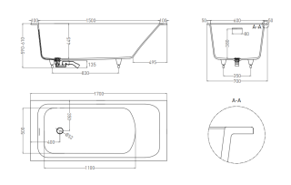 Ванна из искусственного камня Salini Orlanda Kit S-Sense 102111MRH 170x70см RAL снаружи