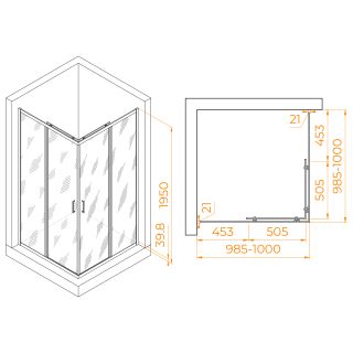 Душевой уголок RGW PA-030B 350803000-14 100x100см чёрный
