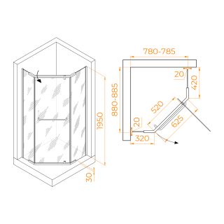Душевой уголок RGW PA-091B 35089189-14 80x90см чёрный