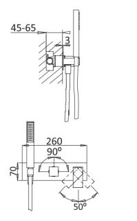 Встраиваемый смеситель для ванны и душа однорычажный, на 3 выхода, в комплекте с ручным душем, хром Cezares PORTA-VDM2-01