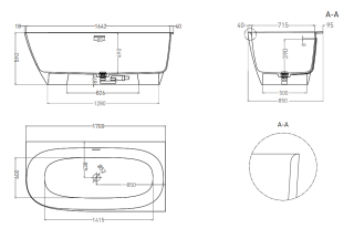 Ванна из искусственного камня Salini Sofia Corner R S-Sense 102514GRH 170x85см RAL снаружи