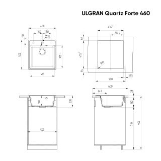 Кухонная мойка Ulgran Quartz Forte 460-08 космос