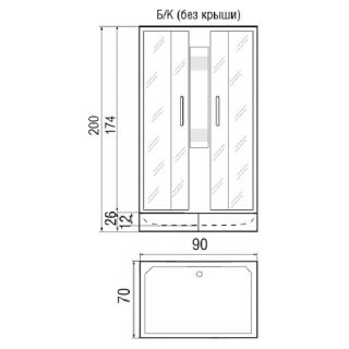 Душевая кабина RIVER QUADRO Б/К 90/70/26МТ