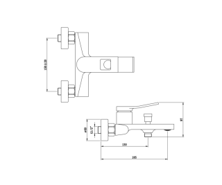 Смеситель для ванны Bronze de Luxe Element EL03CB, хром/черный