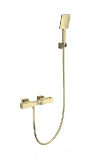 Смеситель для душа Wonzon & Woghand Twist WW-B2025-A-BG с термостатом брашированное золото