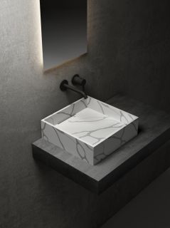 Раковина ABBER Blitz 40см белый мрамор AS2502GB