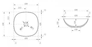 Раковина ABBER Kristall 43см коричневый AT2806Opal