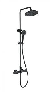 Душевая стойка Wonzon & Woghand Plate WW-C3017-A-MB с термостатом чёрный матовый