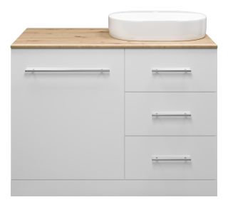 Напольная тумба под раковину Misty Респект под стиральную машину 120см правая белый/дуб Артизан