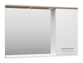 Зеркальный шкаф с подсветкой Misty Респект 120см правый белый/дуб Артизан
