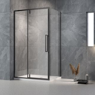 Душевой уголок Veconi Rovigo RV-034B, 1100х800х1950, черный, прозрачное стекло