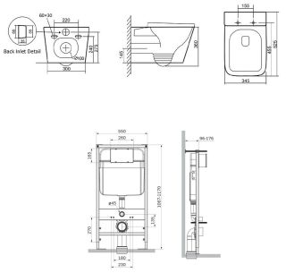 Комплект SantiLine SL-5027+SL-01 безободковый белый унитаз с сиденьем микролифт и инсталляция с клавишей смыва хром