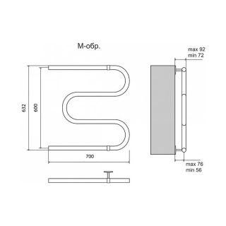 Полотенцесушитель водяной Terminus М-образный (1") 600x700