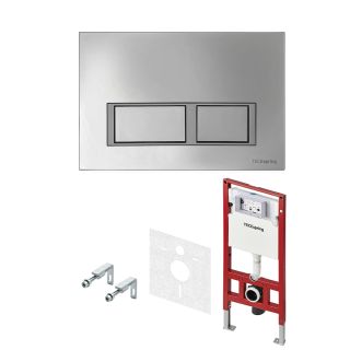 Комплект TECE TECEspring S401201 инсталляция для унитаза с кнопкой смыва хром глянцевый контур клавиш хром матовый