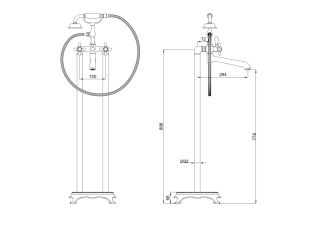 Напольный смеситель для ванны Wonzon & Woghand Retro WW-88649020-MB чёрный матовый