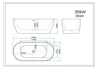 Акриловая ванна Black&White Swan SB320 Grey 1700 x 780 x 600 мм