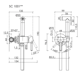 Гигиенический душ Sancos Start SC1001MB со смесителем чёрный матовый