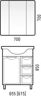 Тумба под раковину Corozo Монро Z3 65см белый SD-00000993