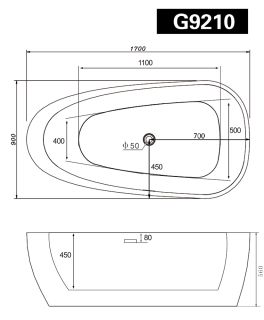 Акриловая ванна ABBER AB9210 170x90x56