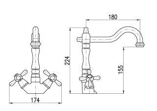 Смеситель для кухни Rav Slezak Morava Retro MK120.5/8CMATSM черный бронза
