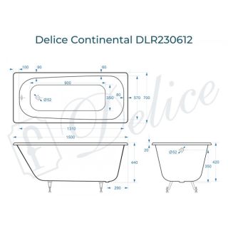 Ванна чугунная Delice Continental DLR230612 150x70