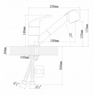 Смеситель для кухни Florentina Сигма с выдвижным изливом бежевый