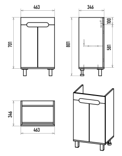 Напольная тумба под раковину Misty Сканди 50см белый/дуб крафт золотой/антрацит