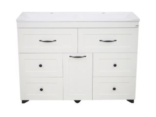 Напольная тумба под раковину Misty Дуэт 120см с бельевой корзиной белый