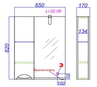 Зеркальный шкаф Aqwella Лайн Li.02.06