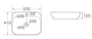 Раковина накладная SantiLine SL-1024 53см белый