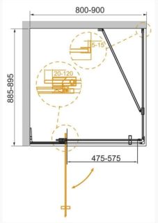 Душевой уголок CEZARES SLIDER-AH-1-90-80/90-BR-Cr