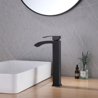 Смеситель для накладной раковины ABBER Wasserfall чёрный матовый AF8611B