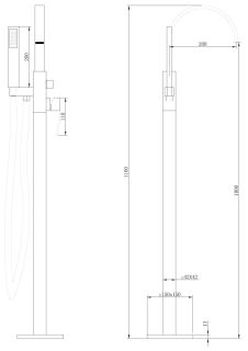 Напольный смеситель для ванны ABBER Wasserfall чёрный матовый AF8615B