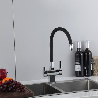 Смеситель для кухни Gappo G4395-30 с подключением фильтра питьевой воды и гибким изливом хром/чёрный