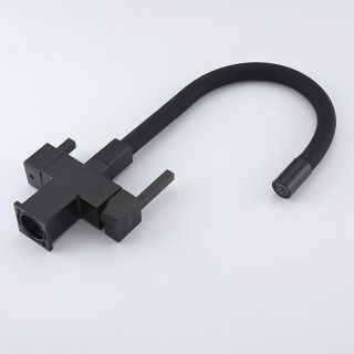 Смеситель для кухни Gappo G4395-36 с подключением фильтра питьевой воды и гибким изливом чёрный
